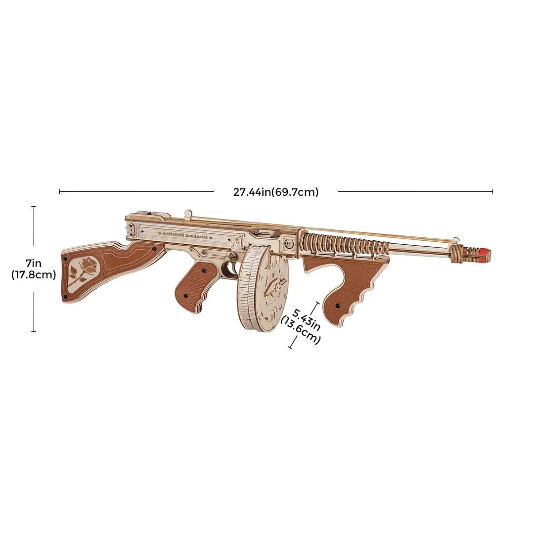 3D-byggsats trä - Gummibandsgevär - Thompson Submachine Gun - Leksak