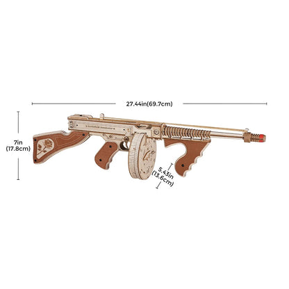 3D-byggsats trä - Gummibandsgevär - Thompson Submachine Gun - Leksak