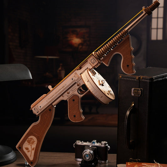 3D-byggsats trä - Gummibandsgevär - Thompson Submachine Gun - Leksak